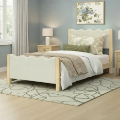Suri Modern Wavy Boucle Upholstered Twin Bed