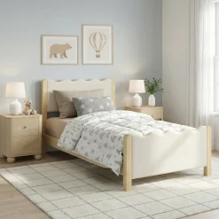 Suri Modern Wavy Boucle Upholstered Twin Bed