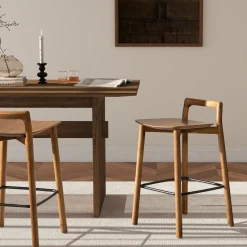 Sven 26.5' Modern Minimalist Low Back Wood Counter Stool