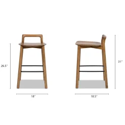 Sven 26.5' Modern Minimalist Low Back Wood Counter Stool