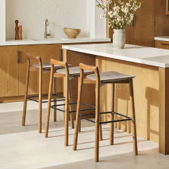 Sven 30' Modern Minimalist Low Back Wood Barstool