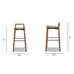 Sven 30' Modern Minimalist Low Back Wood Barstool