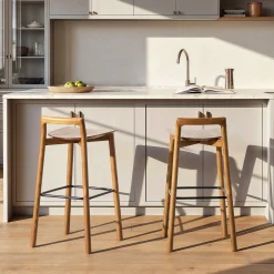 Sven 30' Modern Minimalist Low Back Wood Barstool