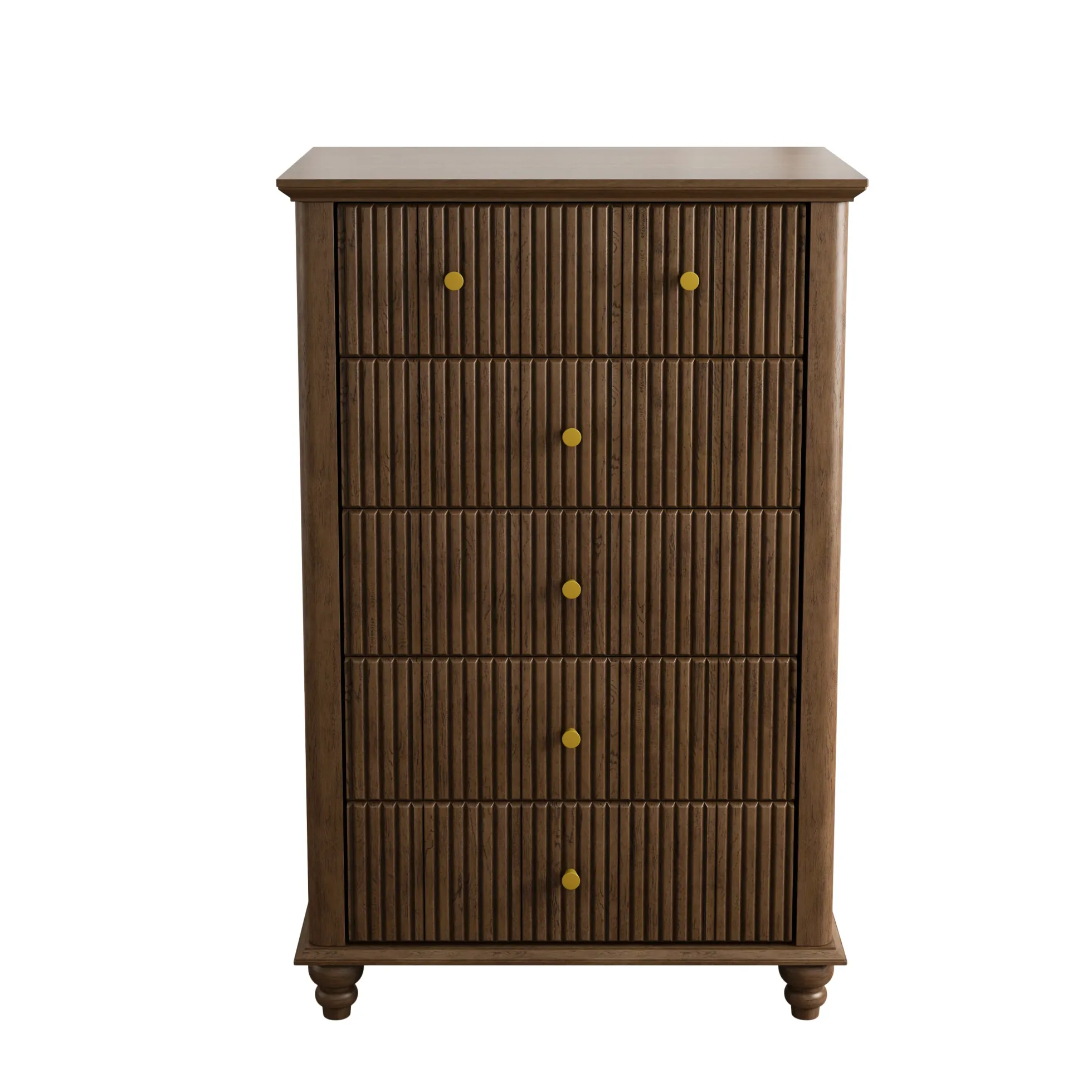 Tall Modern 45" Fluted 5 Drawer Dresser Chest