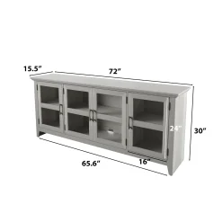 Tempered Glass Doors 72' TV Stand Media Console