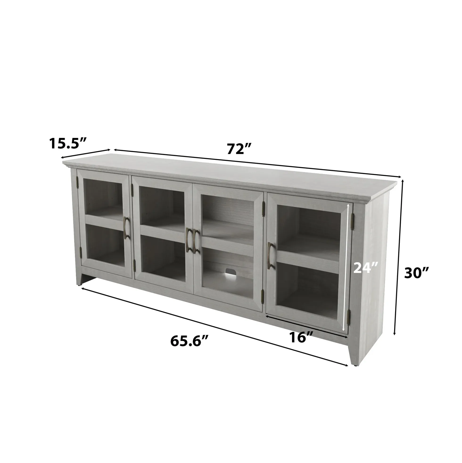 Tempered Glass Doors 72' TV Stand Media Console