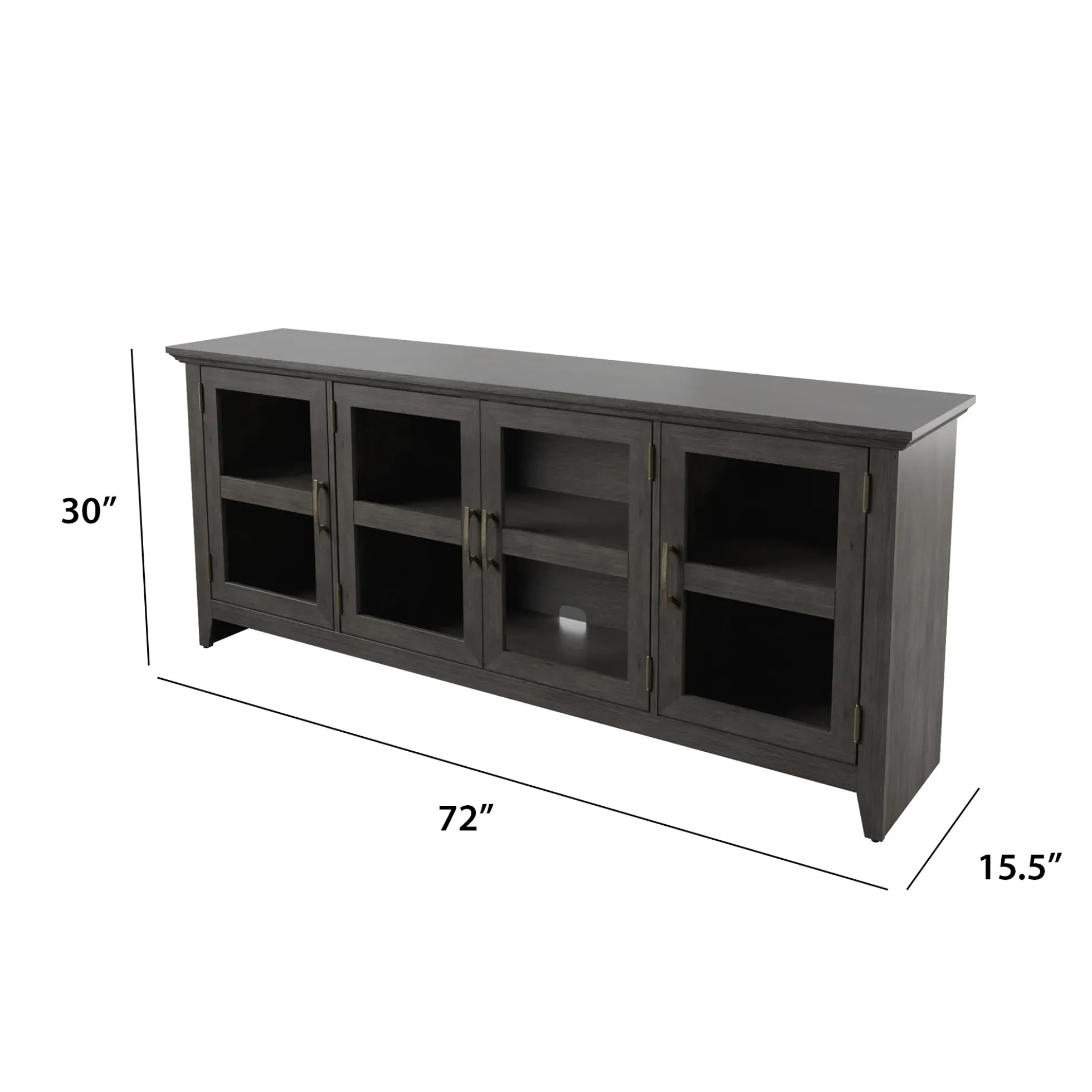 Tempered Glass Doors 72' TV Stand Media Console