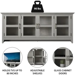 Tempered Glass Doors 72' TV Stand Media Console