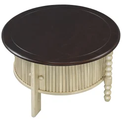 Traditional Design Round 30.3' Coffee Table with Storage Sliding Door