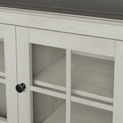 Traditional Farmhouse Windowpane Glass Doors Buffet Sideboard