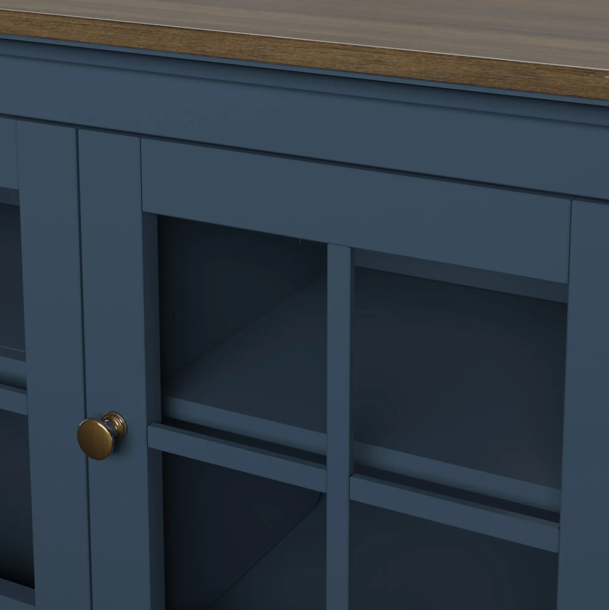 Traditional Farmhouse Windowpane Glass Doors Buffet Sideboard