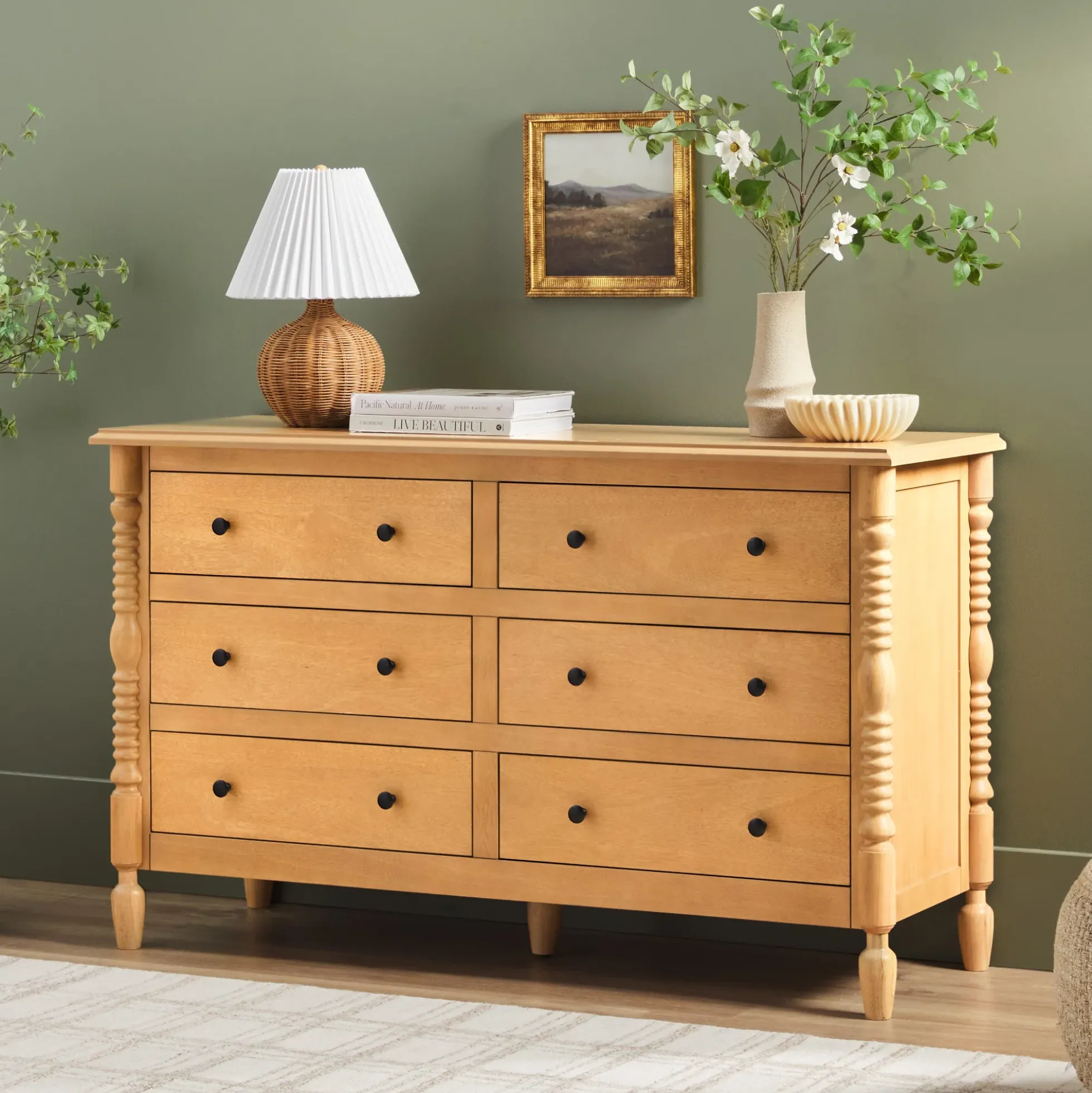 Traditional Vivienne 6-Drawer Easy Assembly Solid Wood Dresser