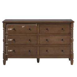 Traditional Vivienne 6-Drawer Easy Assembly Solid Wood Dresser