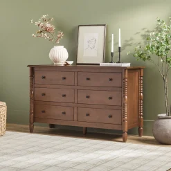 Traditional Vivienne 6-Drawer Easy Assembly Solid Wood Dresser