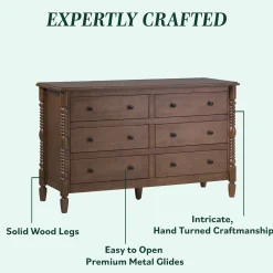 Traditional Vivienne 6-Drawer Easy Assembly Solid Wood Dresser