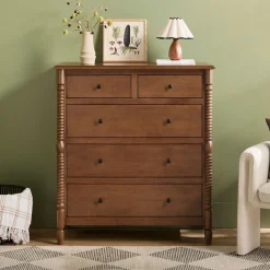 Traditional Vivienne 5-Drawer Easy Assembly Solid Wood Dresser