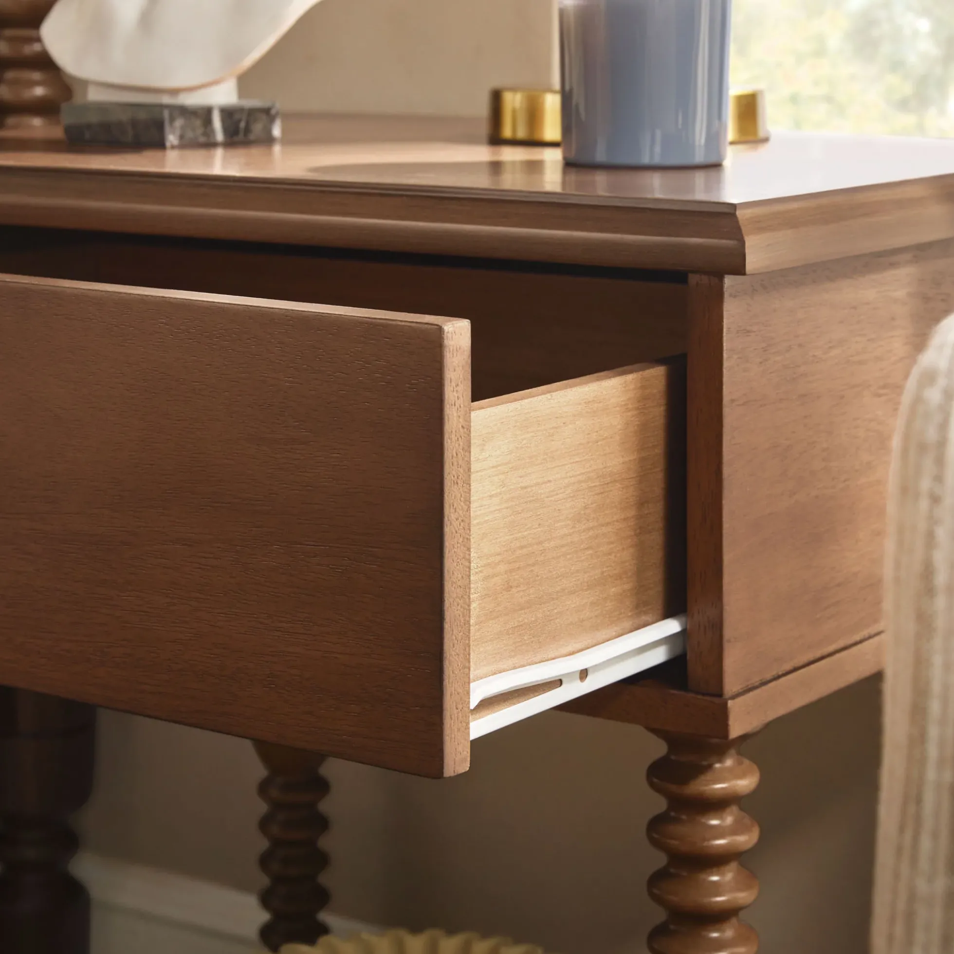 Traditional Vivienne Easy Assembly Solid Wood Nightstand