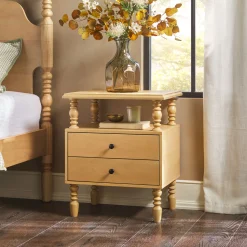 Traditional Vivienne Easy Assembly Solid Wood Nightstand