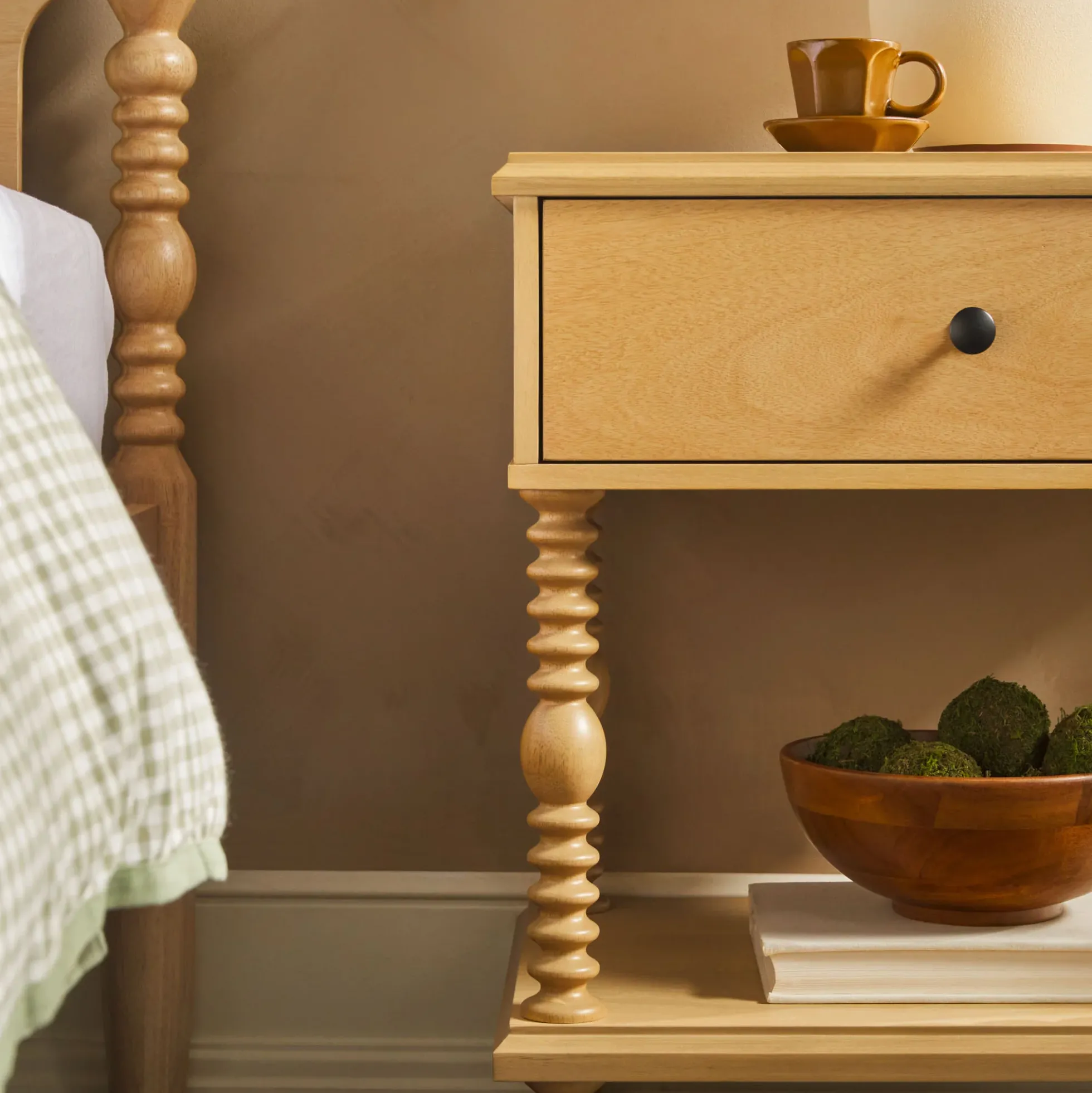 Traditional Vivienne Easy Assembly Solid Wood Nightstand