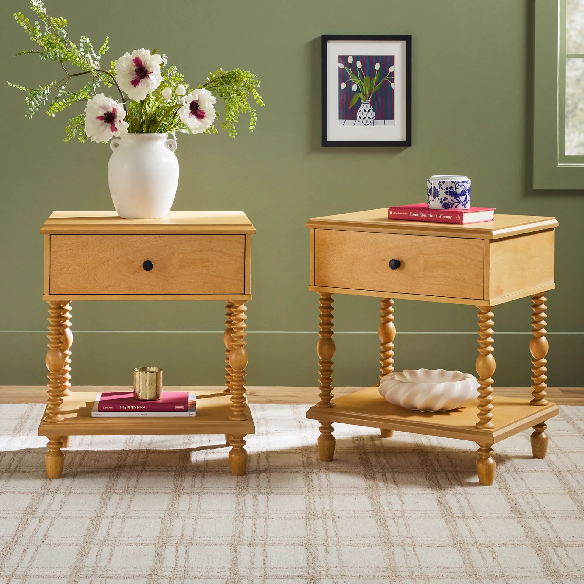 Traditional Vivienne Easy Assembly Solid Wood Nightstand