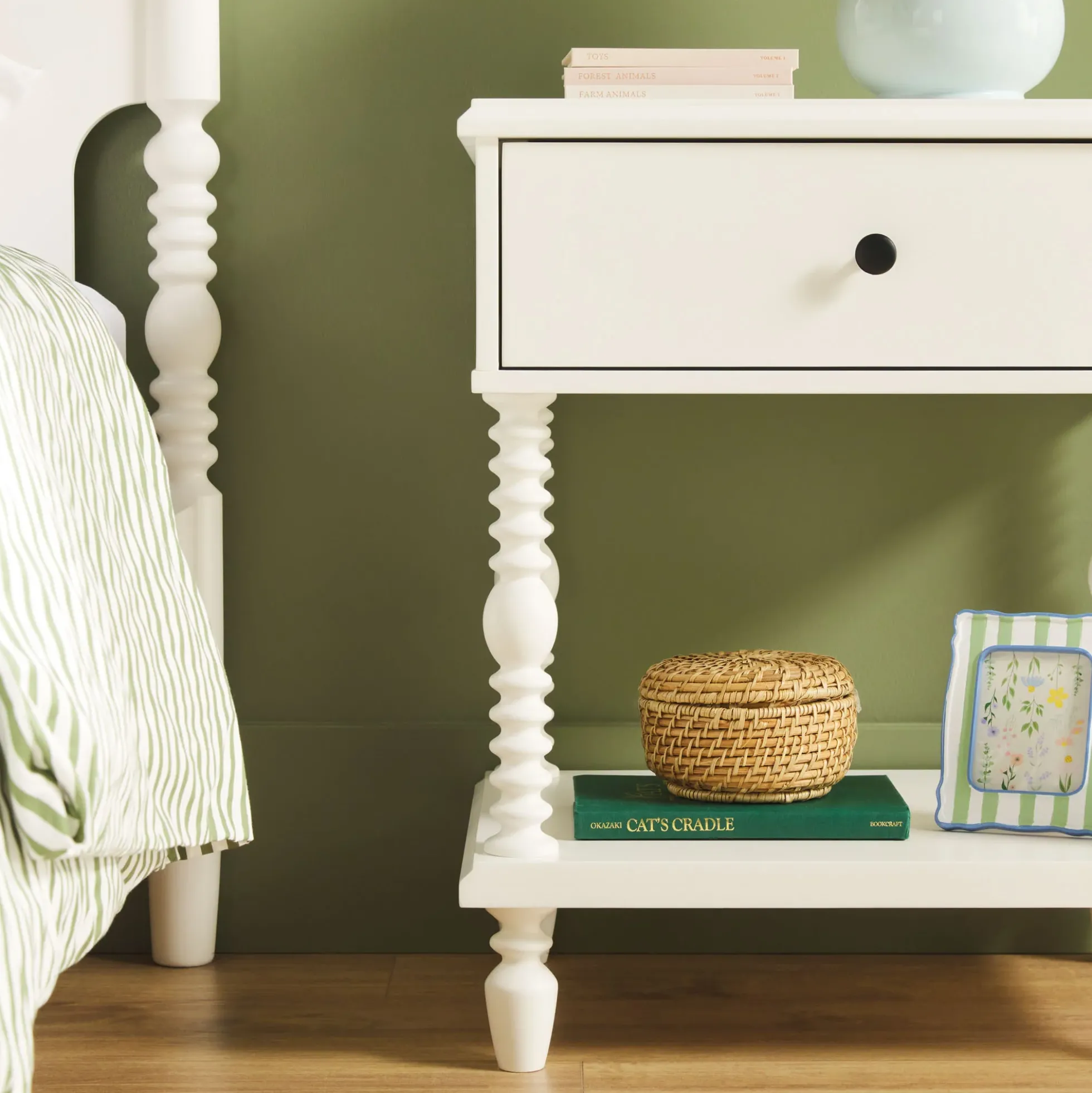 Traditional Vivienne Easy Assembly Solid Wood Nightstand
