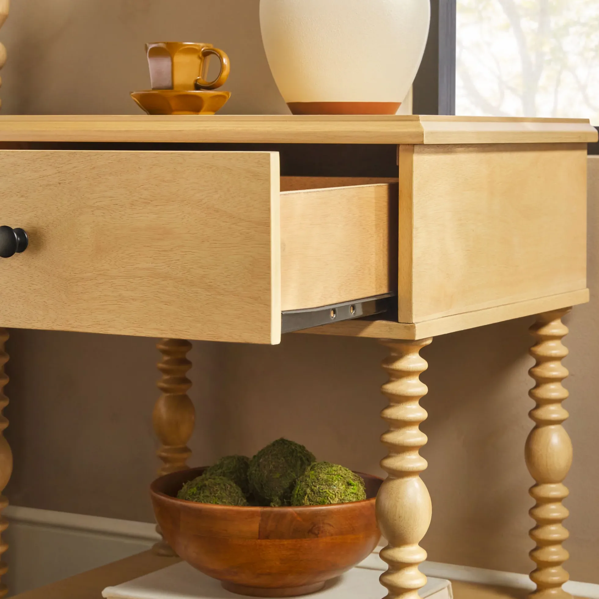 Traditional Vivienne Easy Assembly Solid Wood Nightstand