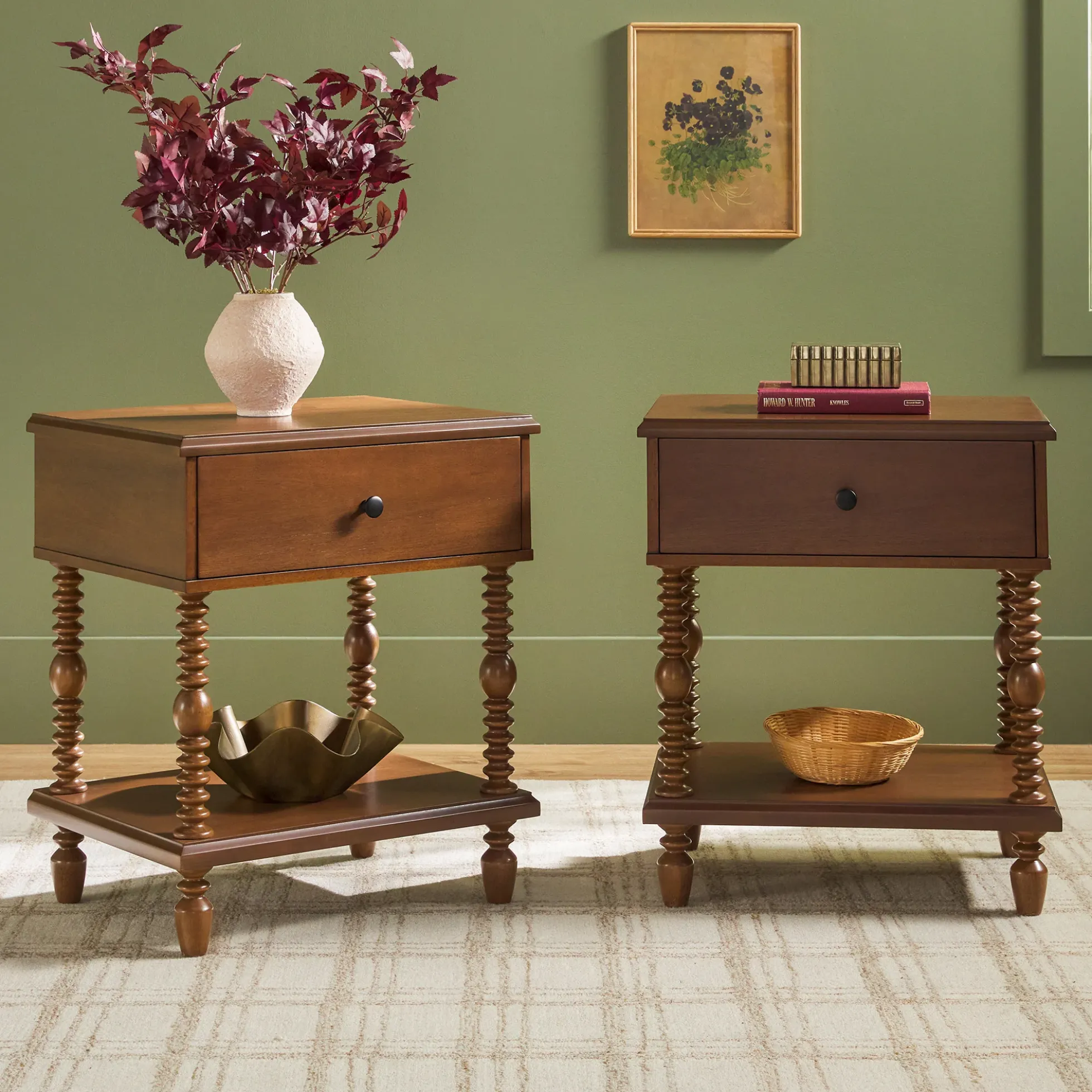 Traditional Vivienne Easy Assembly Solid Wood Nightstand