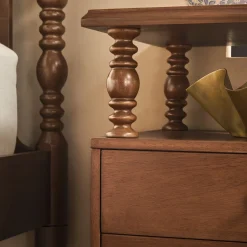 Traditional Vivienne Easy Assembly Solid Wood Nightstand