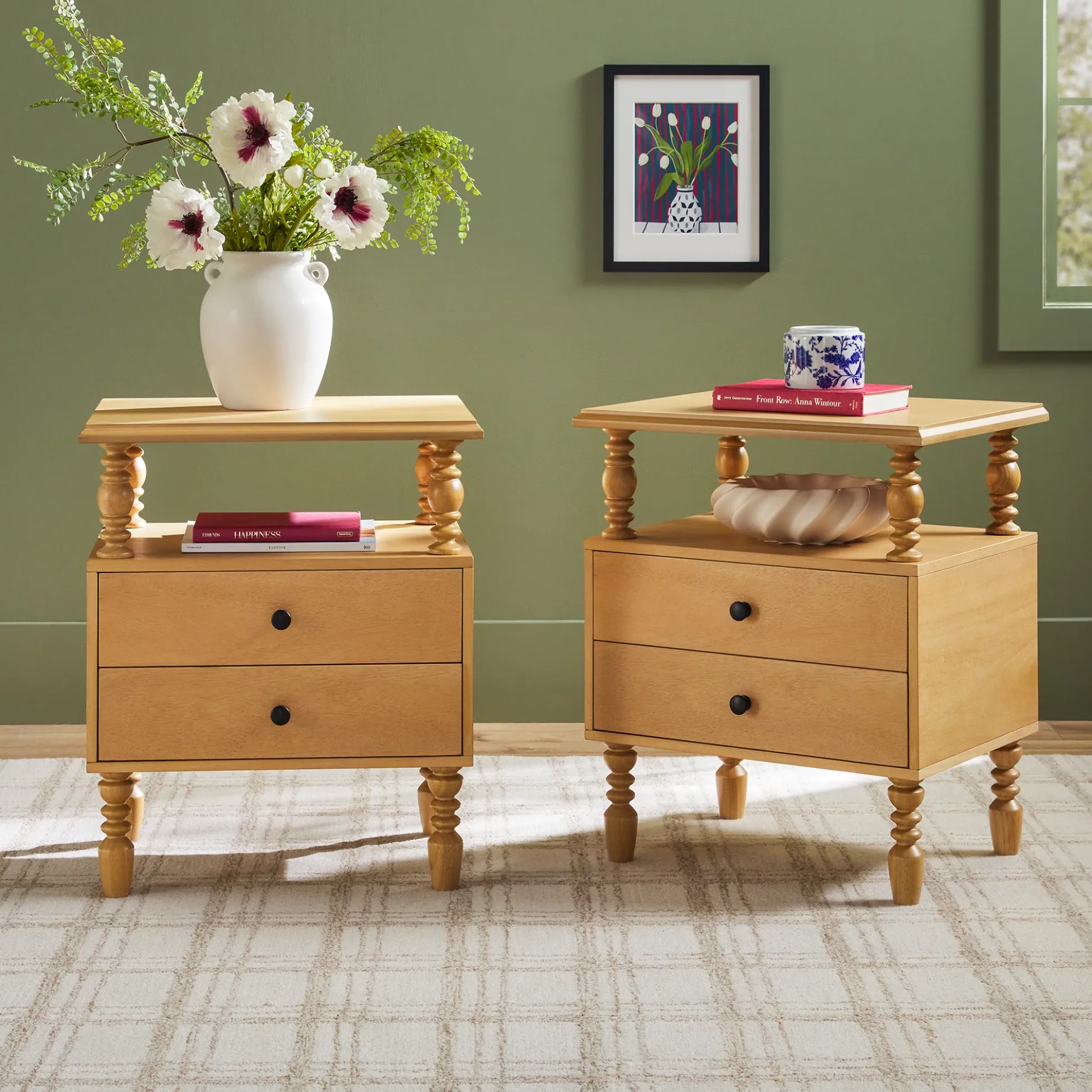 Traditional Vivienne Easy Assembly Solid Wood Nightstand