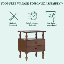 Traditional Vivienne Easy Assembly Solid Wood Nightstand