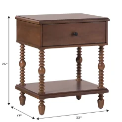 Traditional Vivienne Easy Assembly Solid Wood Nightstand