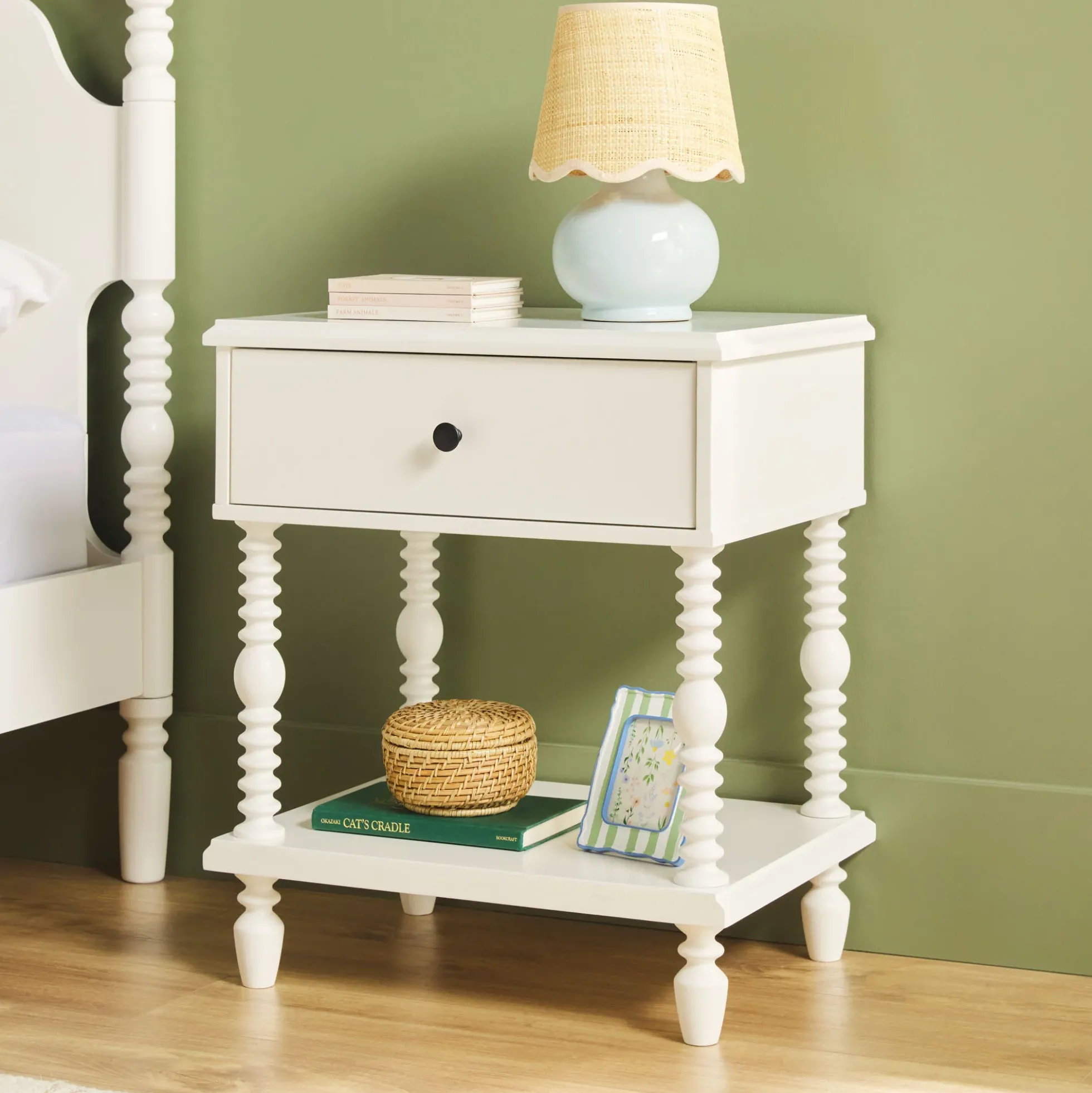 Traditional Vivienne Easy Assembly Solid Wood Nightstand