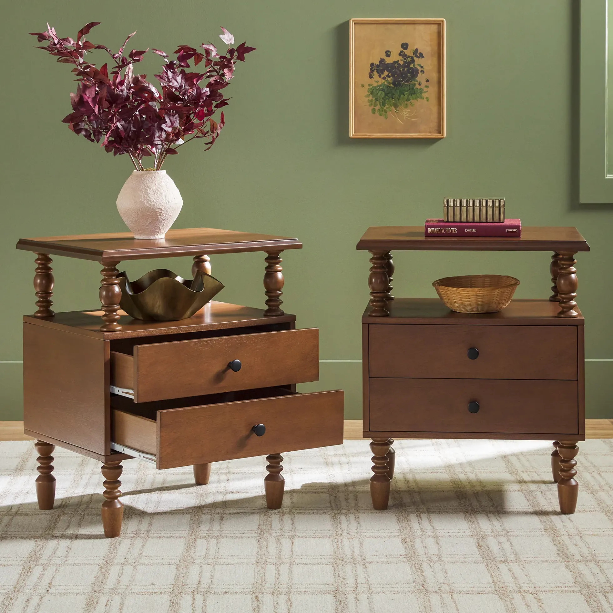 Traditional Vivienne Easy Assembly Solid Wood Nightstand