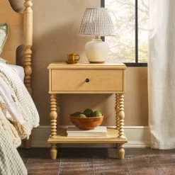 Traditional Vivienne Easy Assembly Solid Wood Nightstand