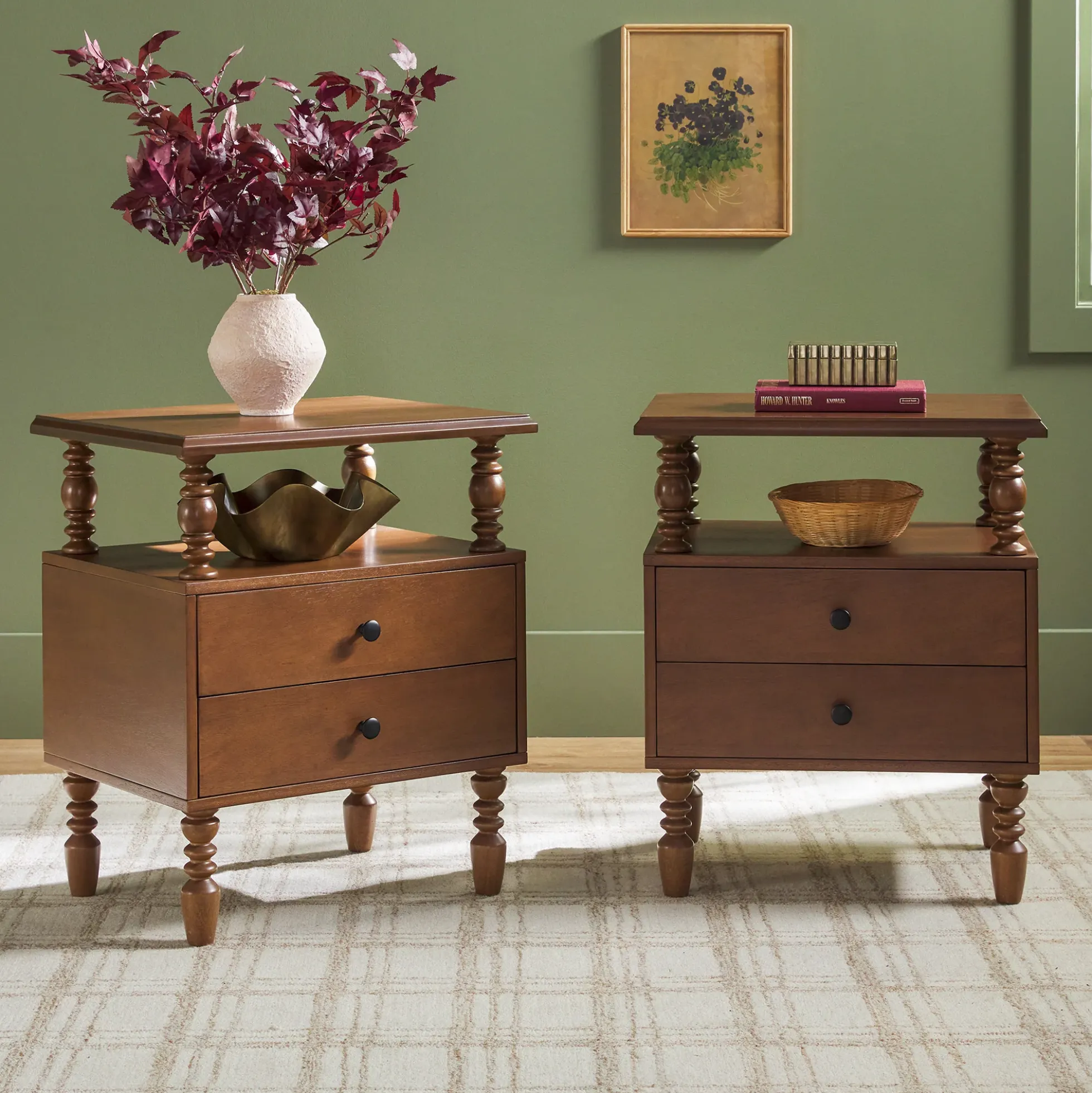 Traditional Vivienne Easy Assembly Solid Wood Nightstand