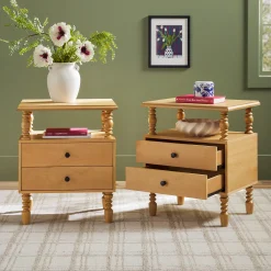 Traditional Vivienne Easy Assembly Solid Wood Nightstand