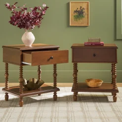 Traditional Vivienne Easy Assembly Solid Wood Nightstand