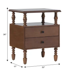 Traditional Vivienne Easy Assembly Solid Wood Nightstand