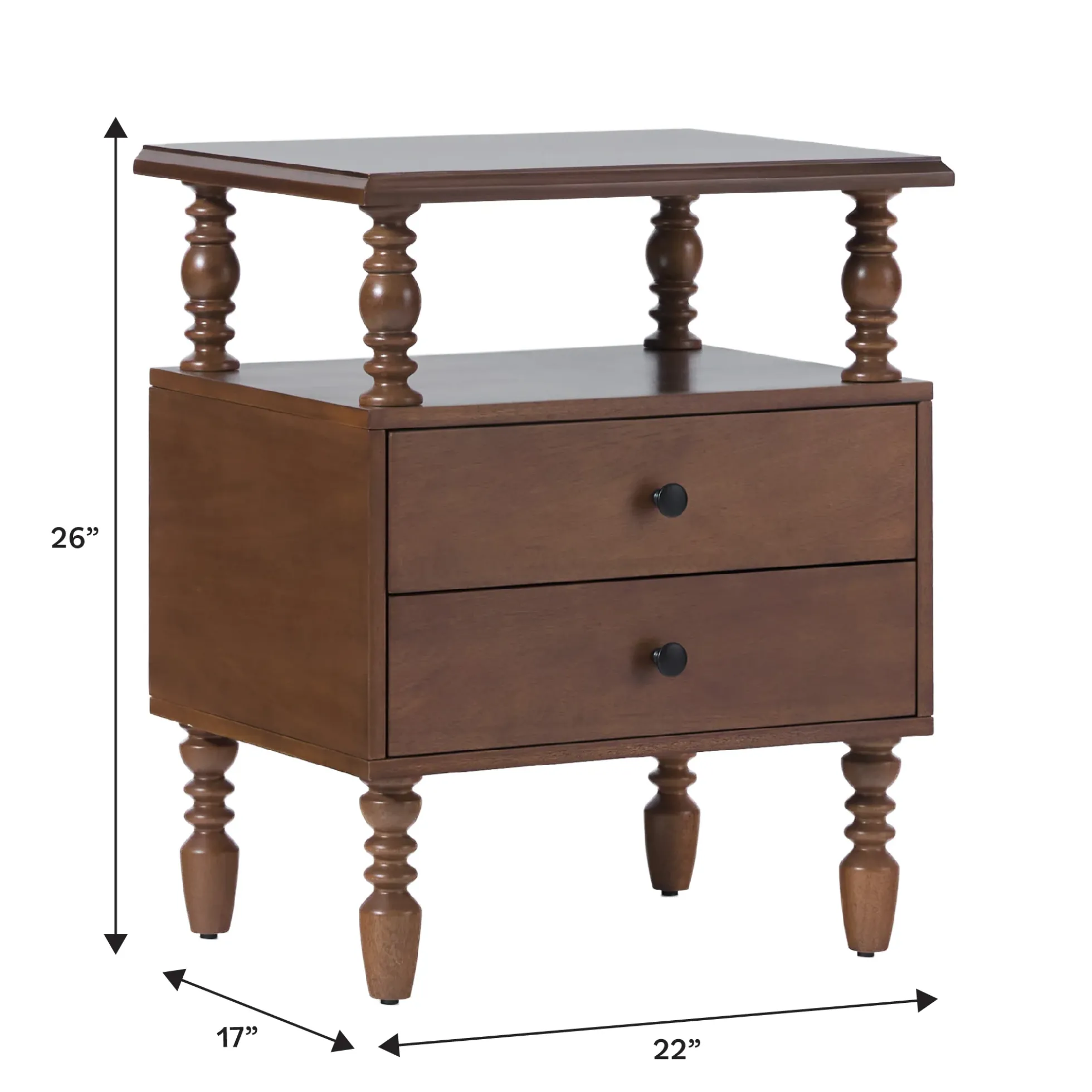 Traditional Vivienne Easy Assembly Solid Wood Nightstand