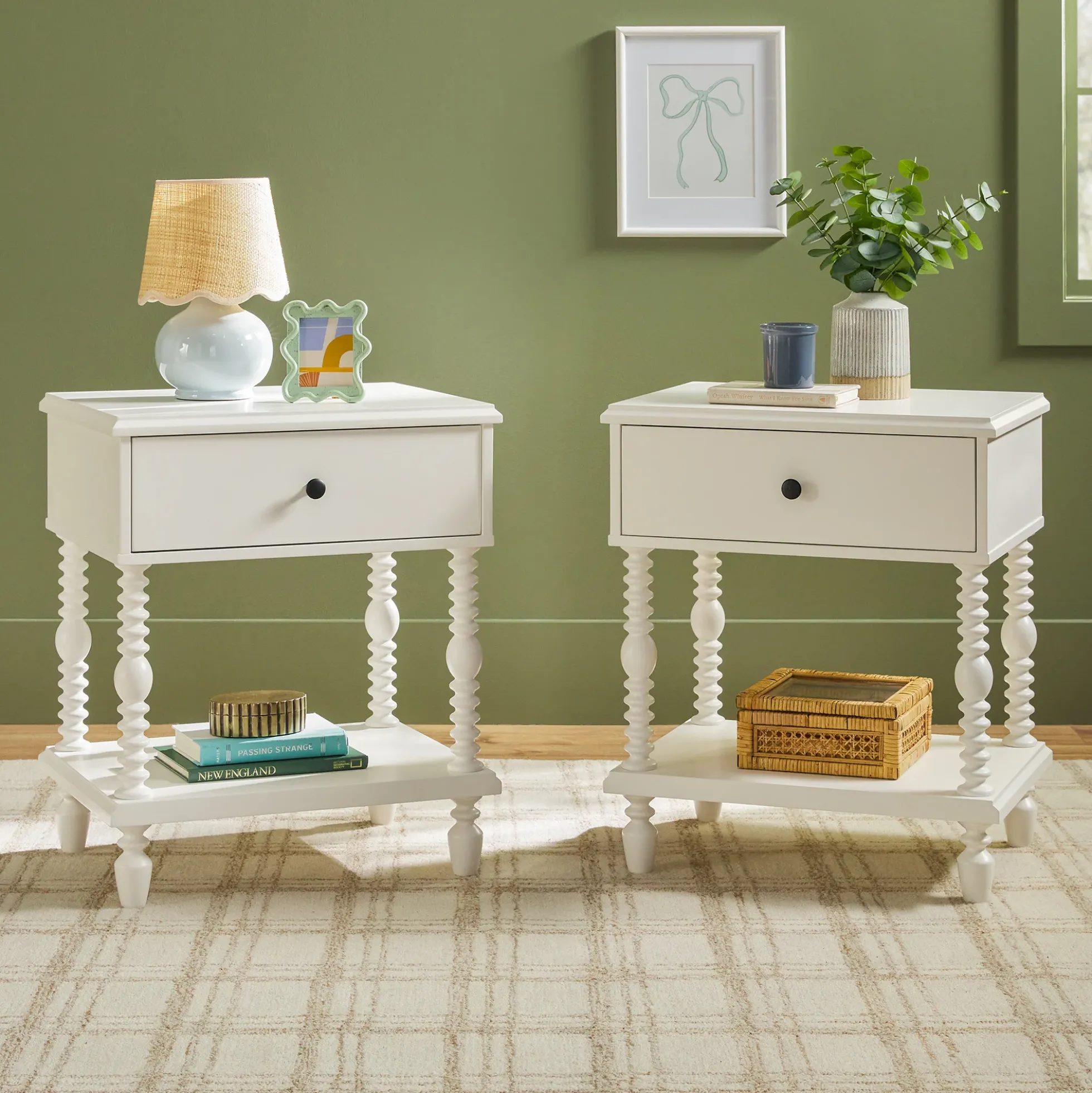 Traditional Vivienne Easy Assembly Solid Wood Nightstand