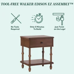 Traditional Vivienne Easy Assembly Solid Wood Nightstand