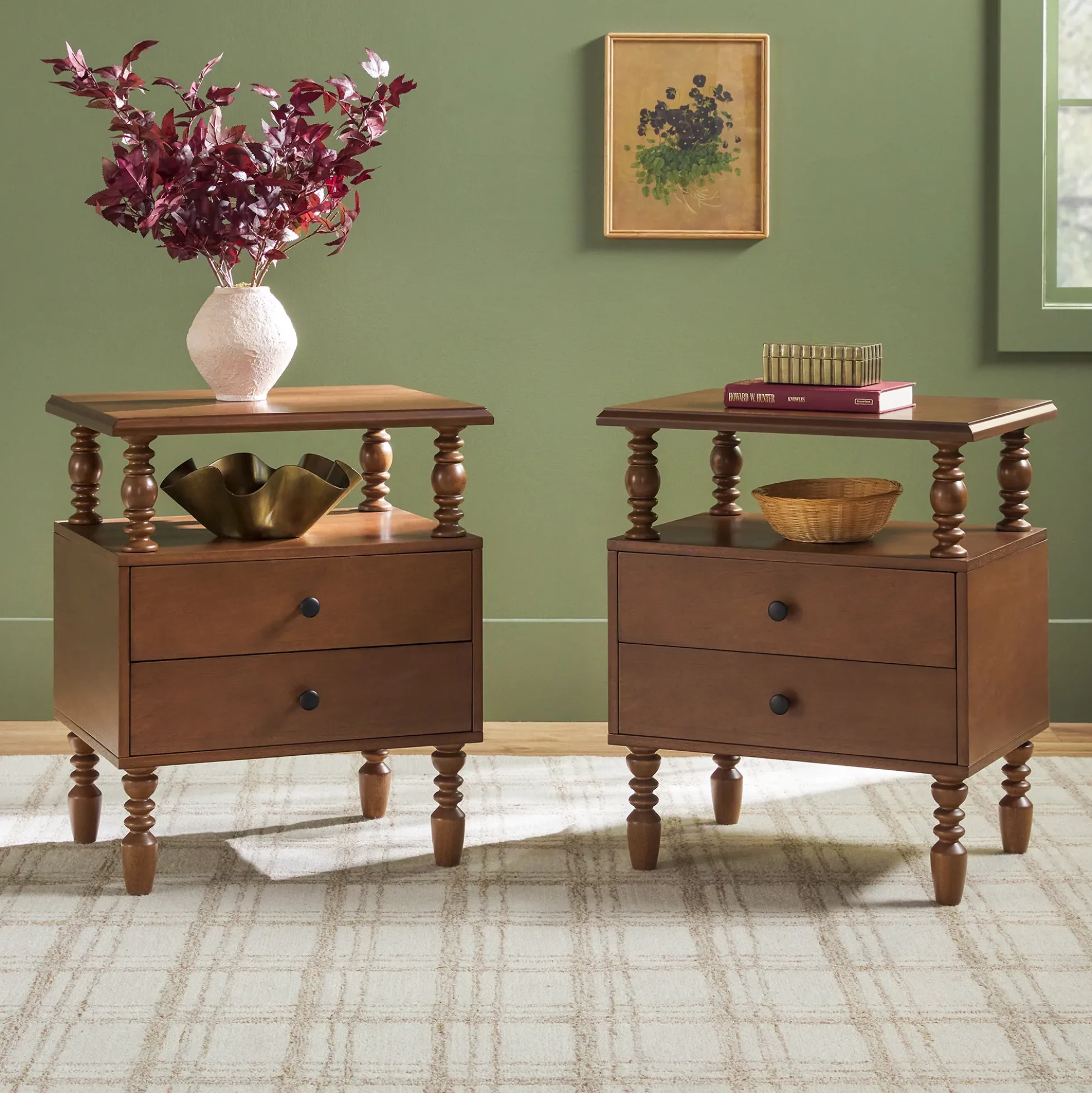 Traditional Vivienne Easy Assembly Solid Wood Nightstand