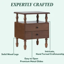 Traditional Vivienne Easy Assembly Solid Wood Nightstand