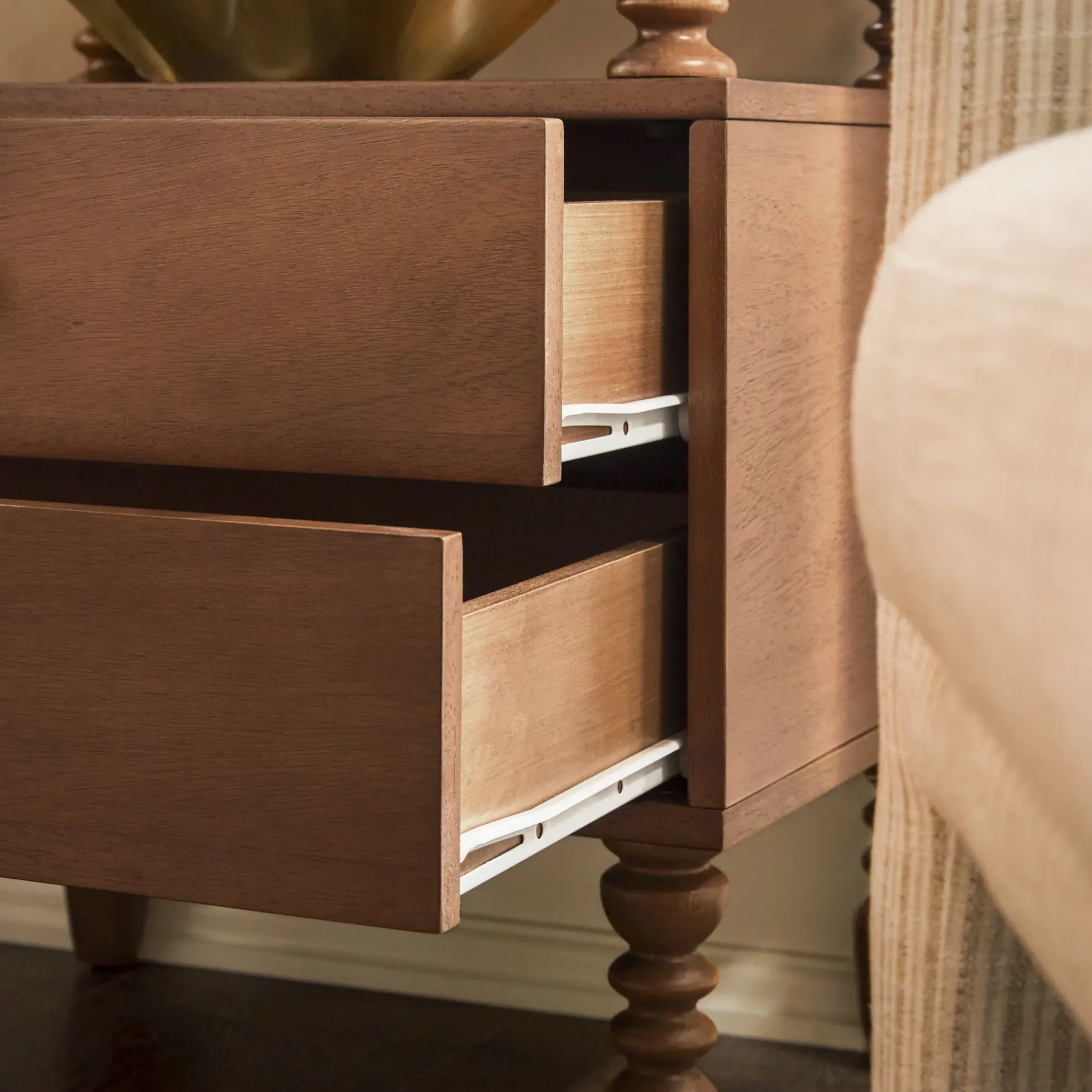 Traditional Vivienne Easy Assembly Solid Wood Nightstand