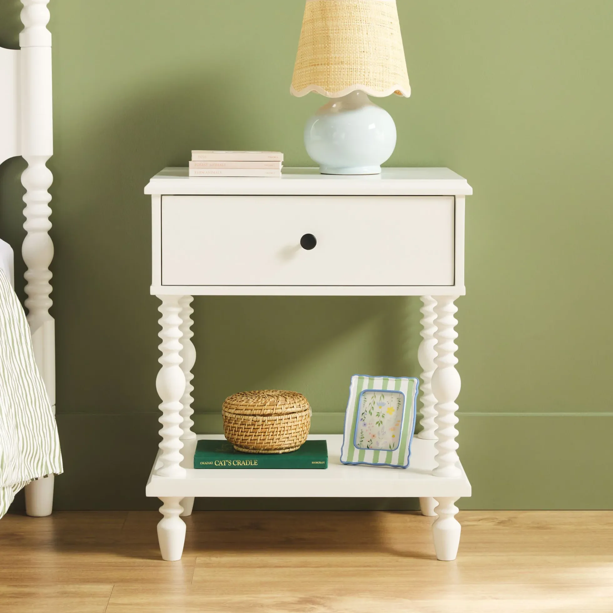 Traditional Vivienne Easy Assembly Solid Wood Nightstand