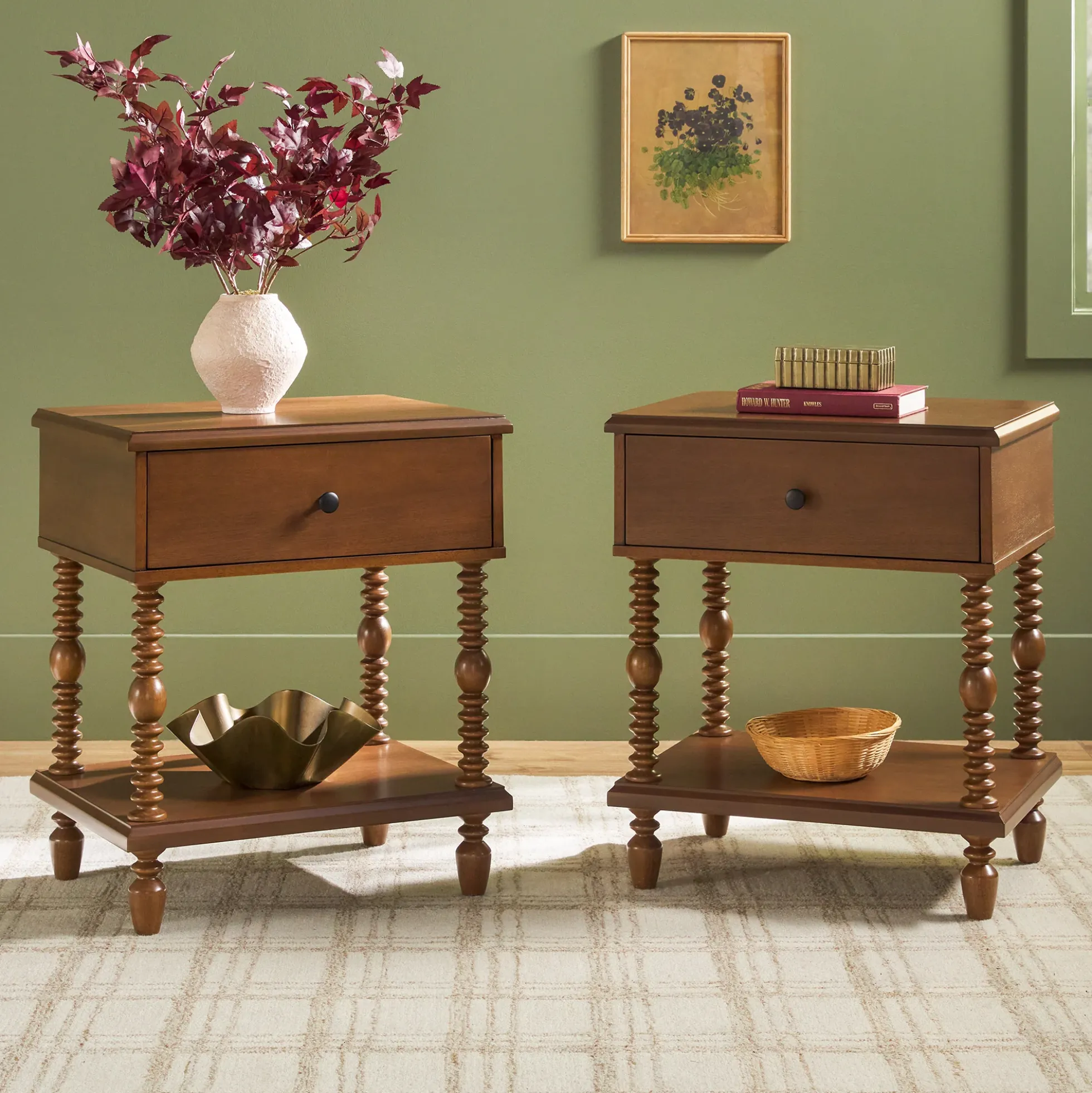 Traditional Vivienne Easy Assembly Solid Wood Nightstand