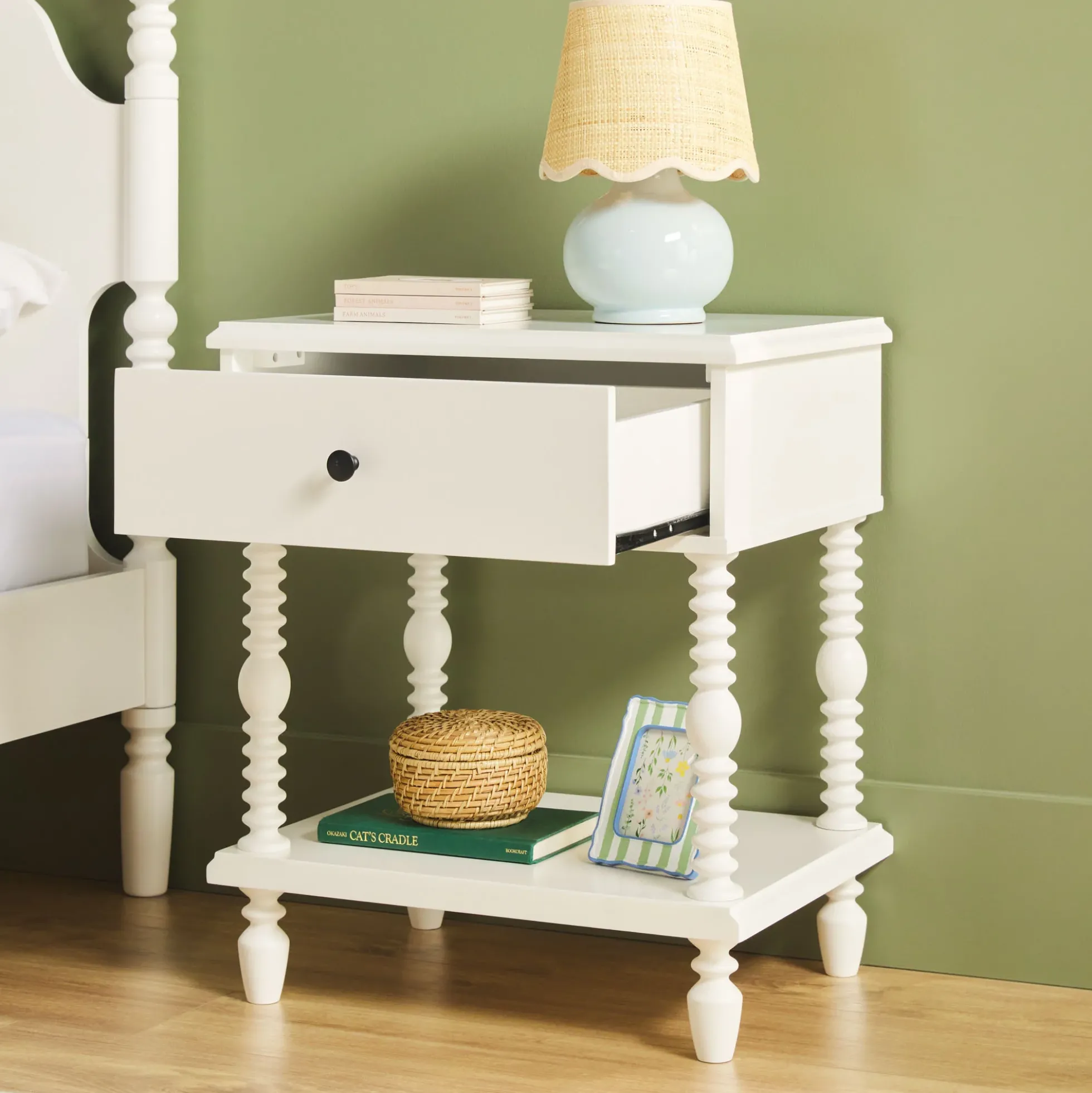 Traditional Vivienne Easy Assembly Solid Wood Nightstand
