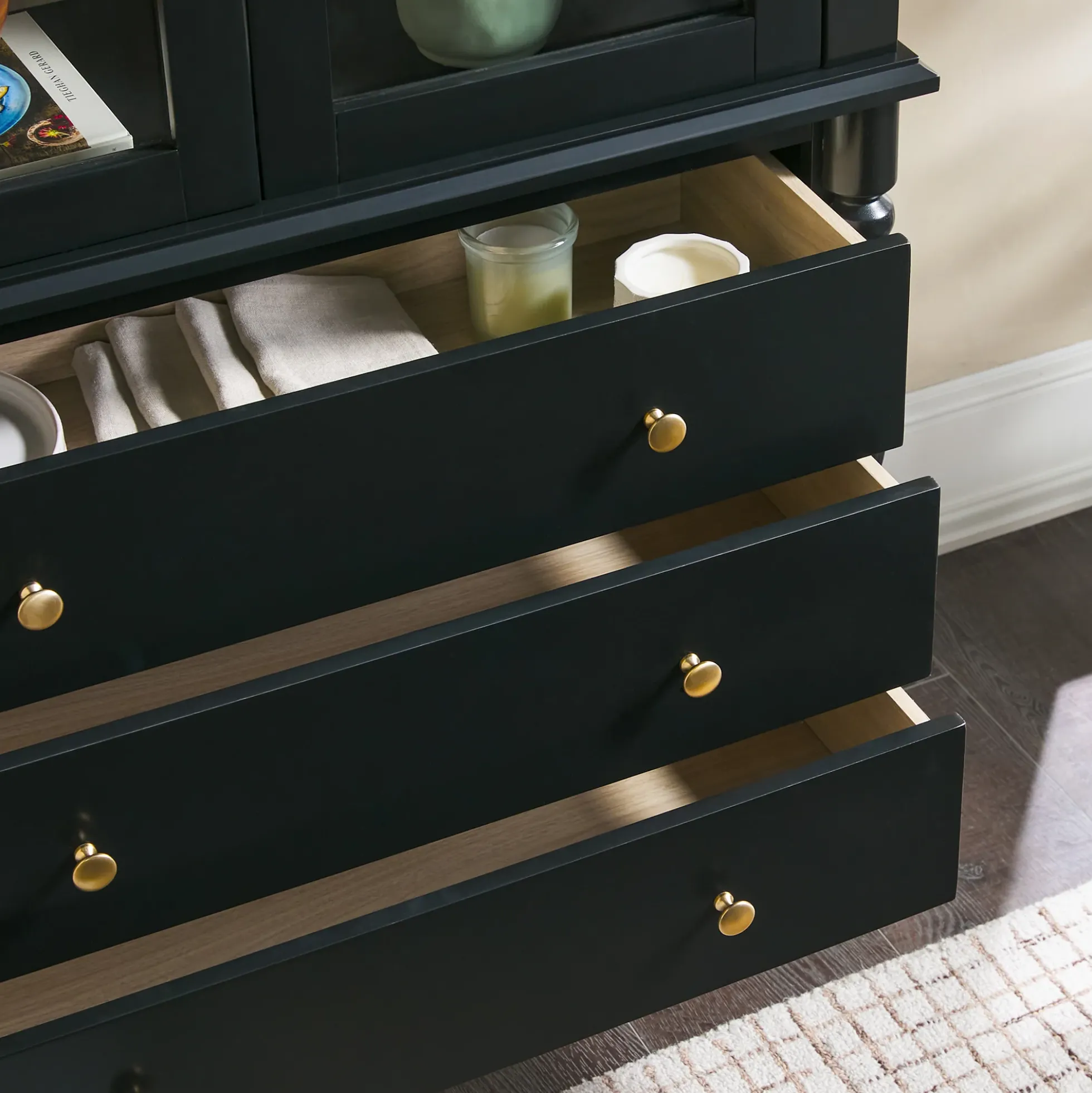 Traditional Vivienne Easy Assembly Bookcase Cabinet with Drawers