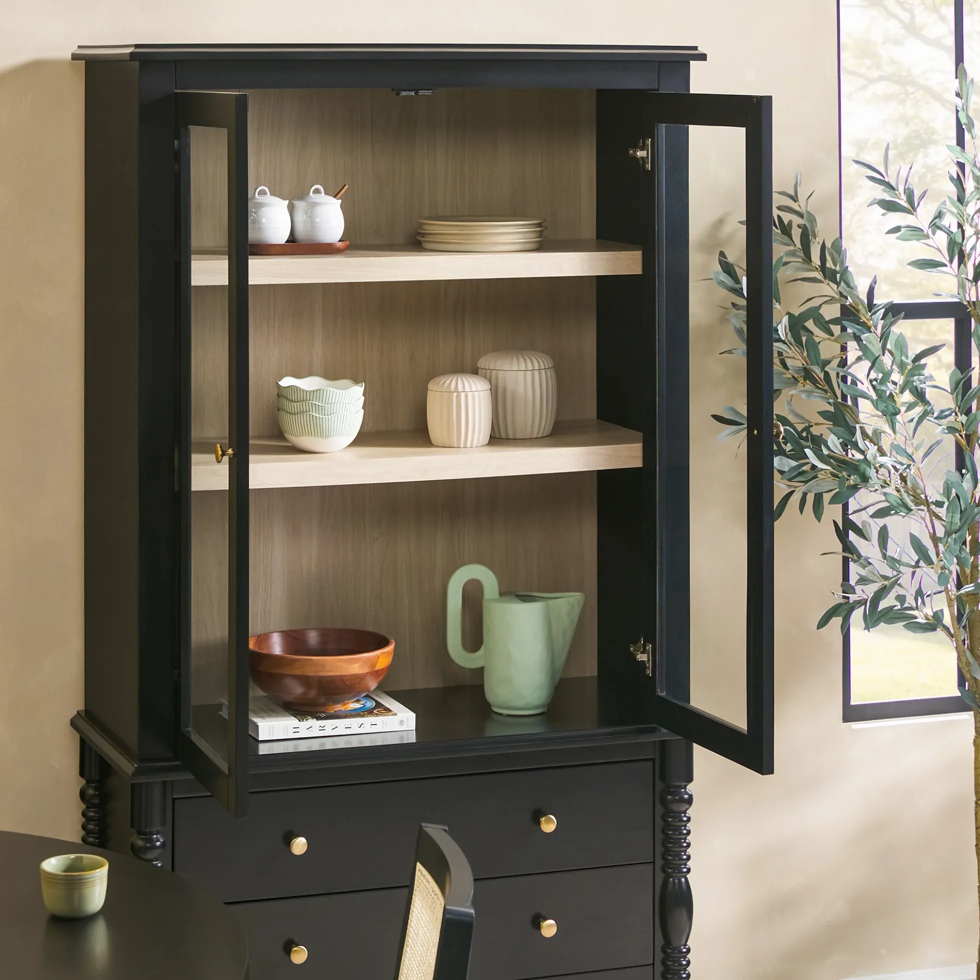 Traditional Vivienne Easy Assembly Bookcase Cabinet with Drawers