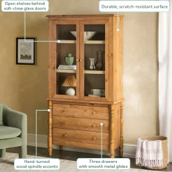 Traditional Vivienne Easy Assembly Bookcase Cabinet with Drawers